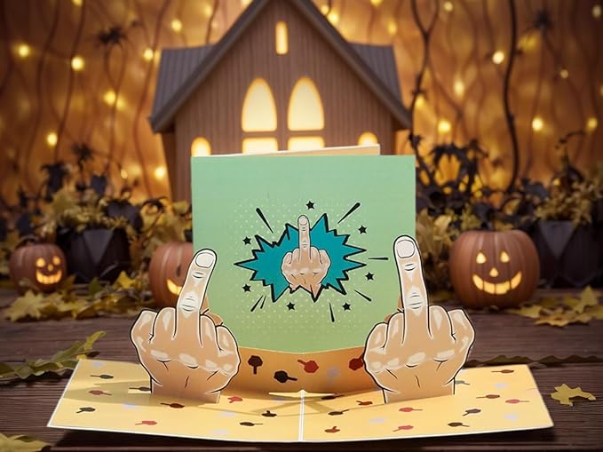 Funny 3D Middle Finger Pop Up Card, Naught Joking Greeting Card- Prank Gift, Gag Gift, Offensive Humor, for Friend, Birthday, Just Because, Get Well Soon
