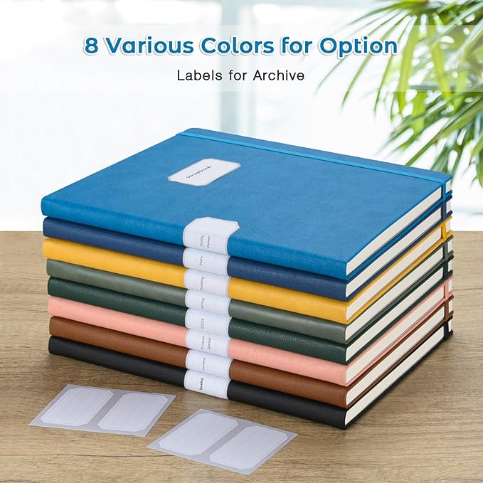 Blank Notebook, Hardcover Sketch Book, 8.5" x 11" Large Blank Journal, No Bleed Thick Paper Sketchbook for Drawing Art, Unlined Notebook Journal for Women Men, A4 Leather Sketchbook, Lay Flat, Blue