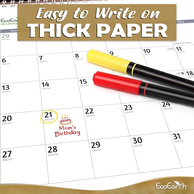 EcoEarth - Biodegradable 11x17 Inch (Open) 12-Month Vertical Hanging Wall Calendar - 2025 Monthly Calendar - Adorable Puppies