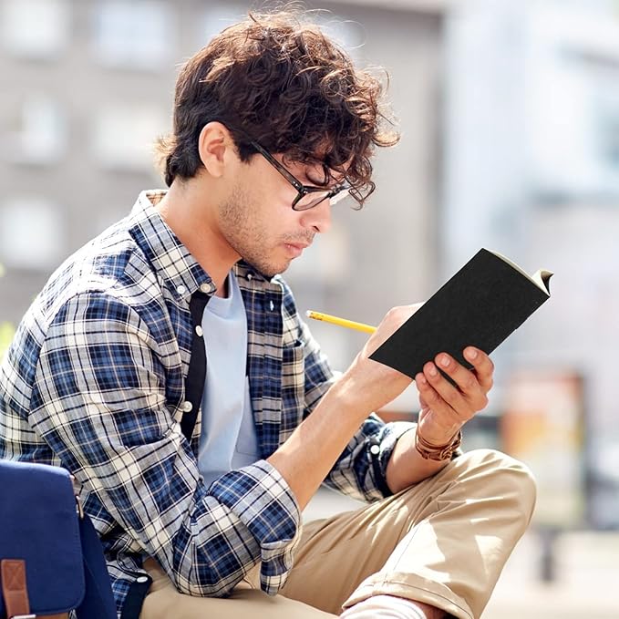 Thenshop 50 Pack Mini Pocket Kraft Notebooks Bulk 4 x 4 Inch Journal Notepads with Dot Memo Sketchbooks Writing Notepad for Party Favors Supplies(Black,Blank Page)