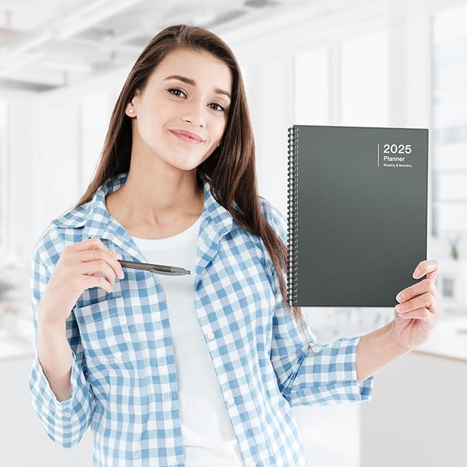 Dunwell 2025 Planner Weekly Monthly, 8.5x11 (Gray), Jan 2025 to Dec 2025 Large Yearly Planner Book with Monthly Tabs, Daily Calendar Agenda 8.5 x 11