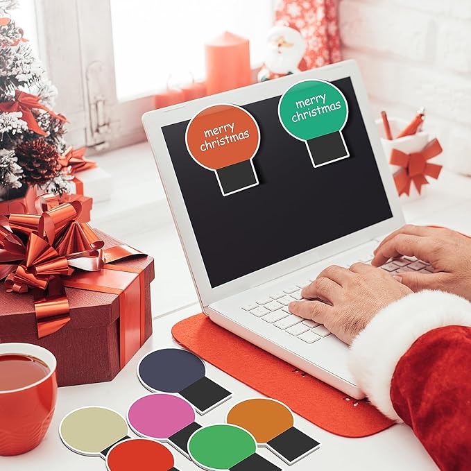 48 Pcs Christmas Light Bulb Shape Sticky Notes Christmas Colorful Sticky Pad Self-Adhesive Xmas Memo Pads for Christmas Holiday Office School Home Teachers Present 48 Books 20 Sheets Per Pad