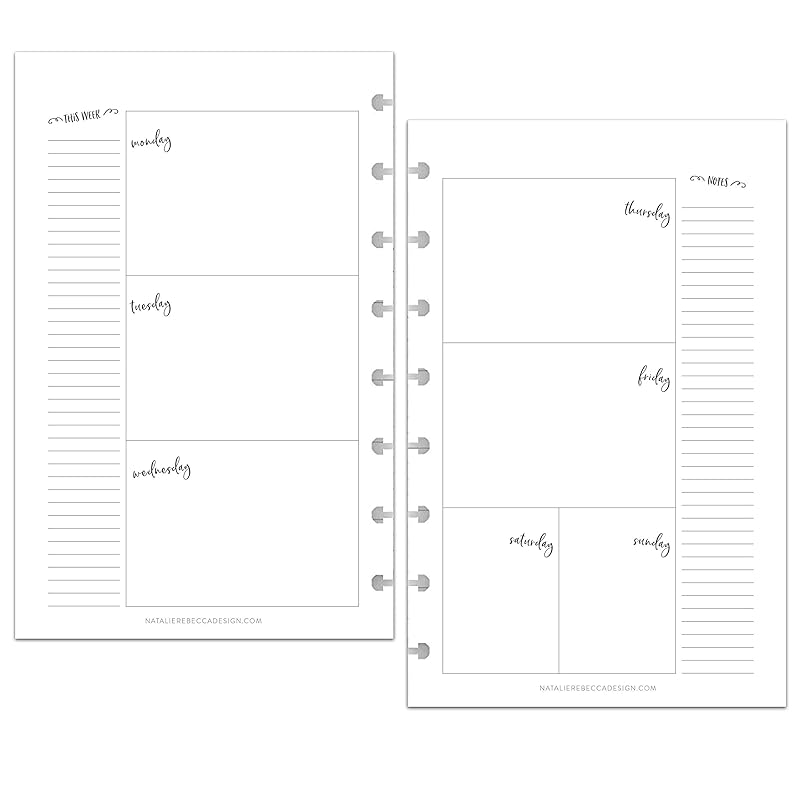 BetterNote Horizontal Undated Calendar Refill Pages for Disc Notebook, fits The Happy Planner, Discbound Levenger Circa, Staples Arc, TUL (Whimsy- 6 months, 8-Disc, 5.5"x8.5")