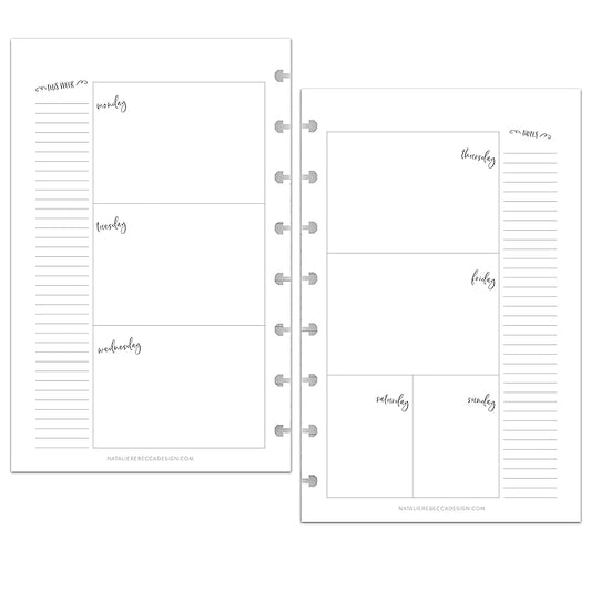 BetterNote Horizontal Undated Calendar Refill Pages for Disc Notebook, fits The Happy Planner, Discbound Levenger Circa, Staples Arc, TUL (Whimsy- 6 months, 8-Disc, 5.5"x8.5")