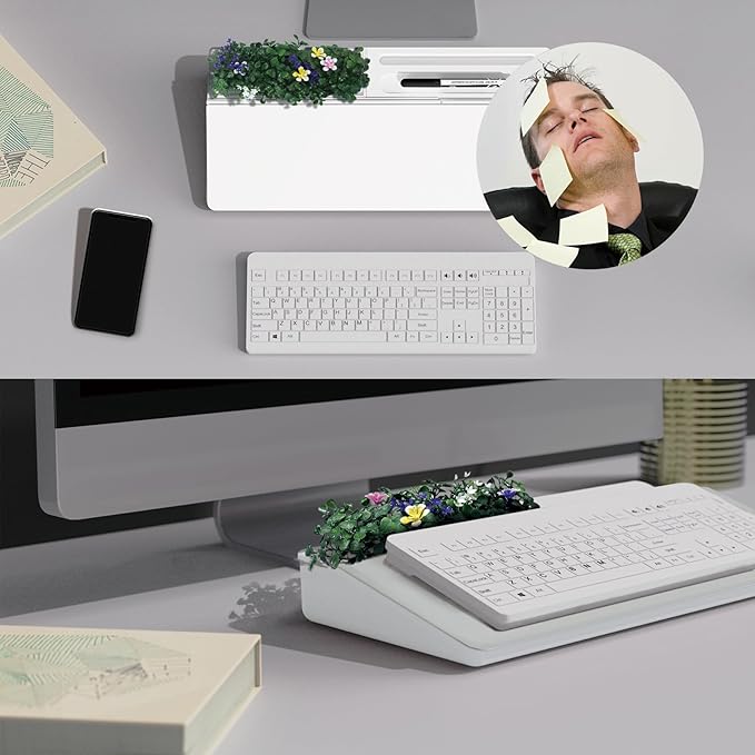 TOWON Small Desktop Whiteboard with Artificial Potted Plant & Nano Incense Stone Aromatic, Dry Erase Board for Desk Notes, Desktop Whiteboard Notepad Dry Erase with Organizer for Home Office Décor