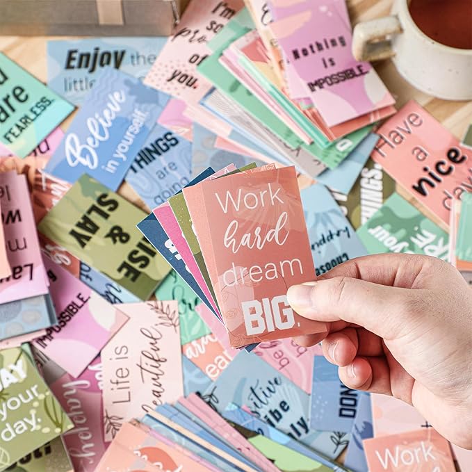 Jinei 300 Inspirational Affirmation Cards Positive Motivational Cards Small Mini Encouragement Quotes for Women Mother's Day Church(Bohemian)