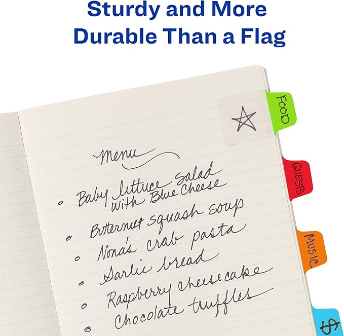 Avery Mini Ultra Tabs, 1" x 1.5", 2-Side Writable, Assorted Primary Colors, 80 Repositionable Tabs (74763)