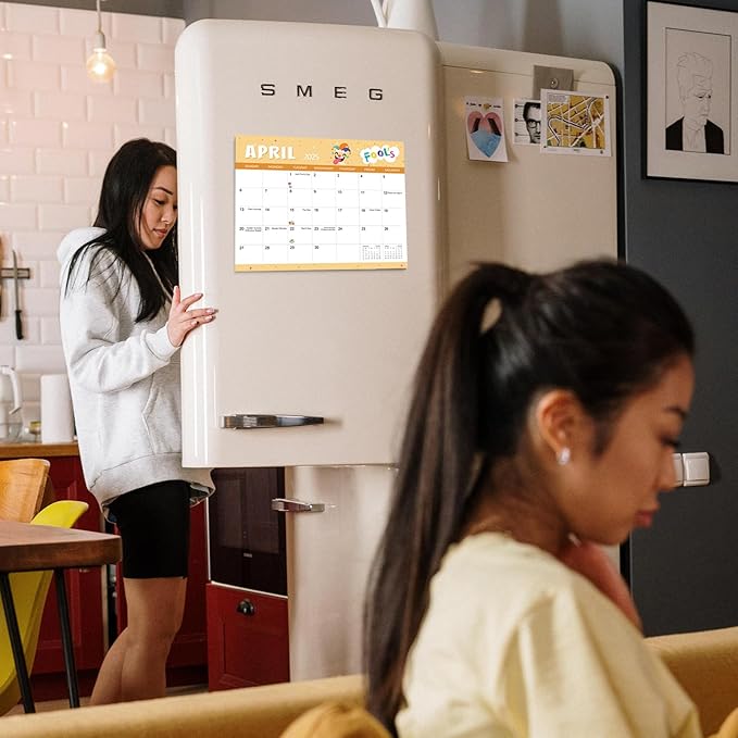 SKYDUE 2025 Magnetic Calendar for Refrigerator, Fridge Calendar 2024-2025, Jul 2024 to Dec 2025 18 Months Magnetic Calendar, 10" x 8", Holiday Theme