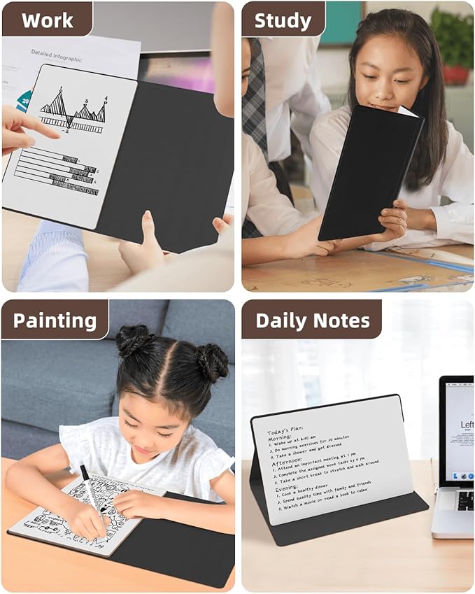 Small Dry Erase Board with Stand for Desk, Portable Reusable Desktop Notepad, 9.5 * 6.6in Memo White Board,Office Home Supplies Desk Accessories MH770 (Blue)