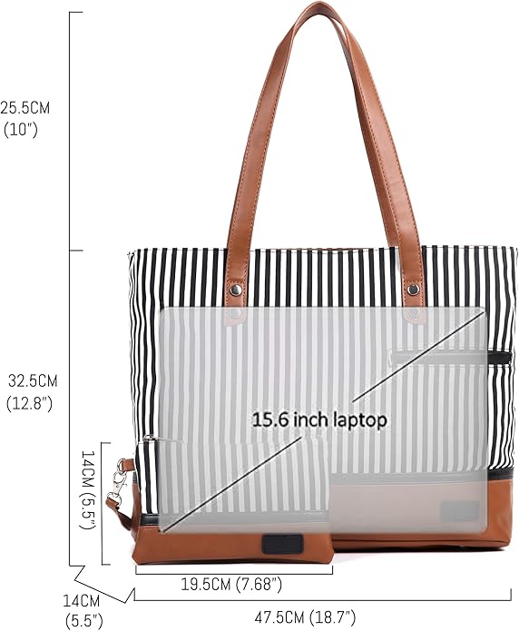 Laptop Tote Bag for Women, Waterproof Canvas Womens Work Shoulder Bag, Computer bag, Large Capacity Fits 15.6 inches Laptop