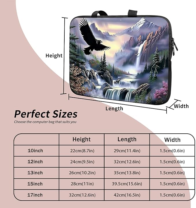 Laptop Sleeve Case Bag 13 inch, Eagle Landscapes Slim Carrying Case Durable Handbag Travel Laptop Bag for 13 inch MacBook Air M3/M2/Pro M2/ 13" iPad Pro/Air M4/M2 2024