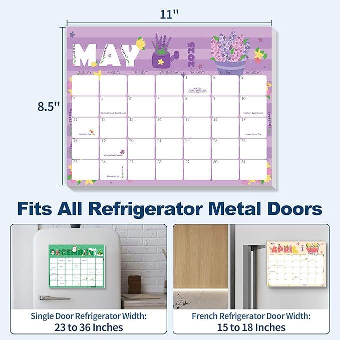 SUNEE Magnetic Calendar for Refrigerator from Now to June 2027 Wall Calendar, Fridge Calendar 3 Year Planner with Magnet for Monthly Program, 8.5"x11" Tearable Paper Calendar, Cute