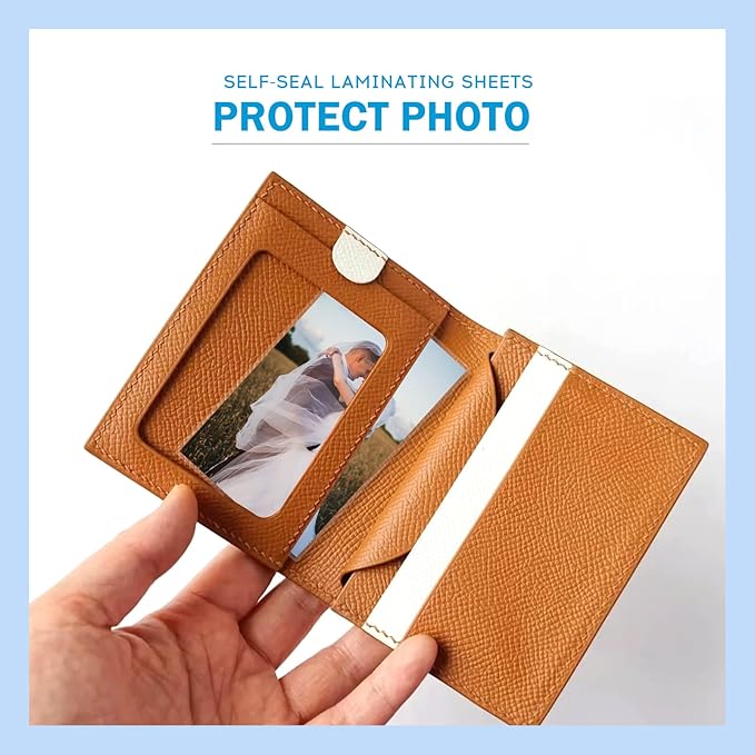 Uinkit Self Sealing Laminating Pouches Self Adhesive Laminating Sheets for Small Bussinesss Cards 2.6x3.9inches 50Pack 10Mil Thick Laminate Sheets Gloss Finish No Machine Need