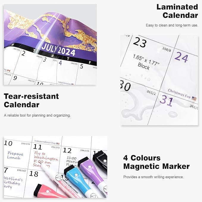 Ospelelf Large Dry Erase Calendar for Wall - 32'' x 48'' Yearly Calendar 2024-2026 Laminated Monthly Family Calendar for Office, Use July 2024 - June 2026