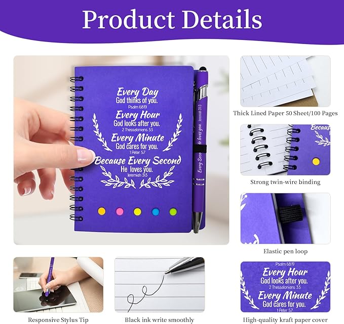 200 Pcs Bulk Christian Gifts Prayer Journal for Woman - 100 Set Religious Notepad with Christian Pen - Bible Notebook - Church Gifts for Mother's Day, Bible Study, and Family Devotions ( Colorful )