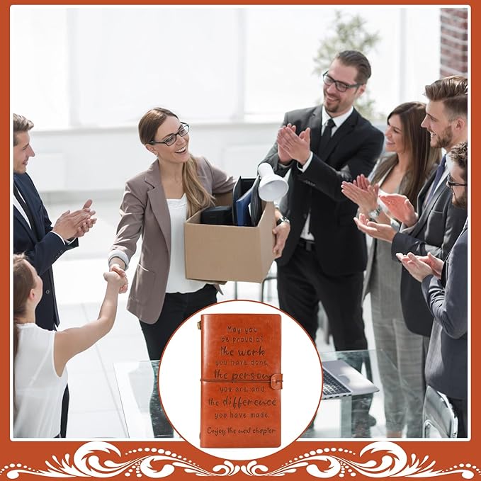 Coworker Leaving Gifts for Women Men, Retirement, Farewell, Thank You, Going Away, New Job Gifts for Best Friends Colleague Boss, Leather Journal Notebook