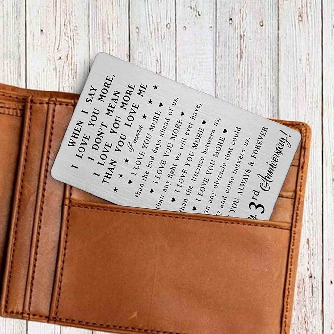 CPLJW 3 3th Year Anniversary Card Gifts for Him - 3rd Wedding Romantic Gifts for Men - Three yr Anniversary Wallet Card Gift for Husband