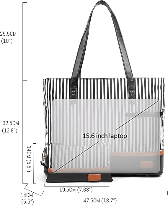 Laptop Tote Bag for Women, Waterproof Canvas Womens Work Shoulder Bag, Computer bag, Large Capacity Fits 15.6 inches Laptop