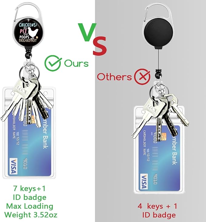 Lanyards for Id Badges, Funny Badge Holder with Retractable Badge Reel Clip, Chicken Work Card Name Tag Keychain Lanyard Vertical ID Card Protector for Women Nurse Doctor Teacher Student