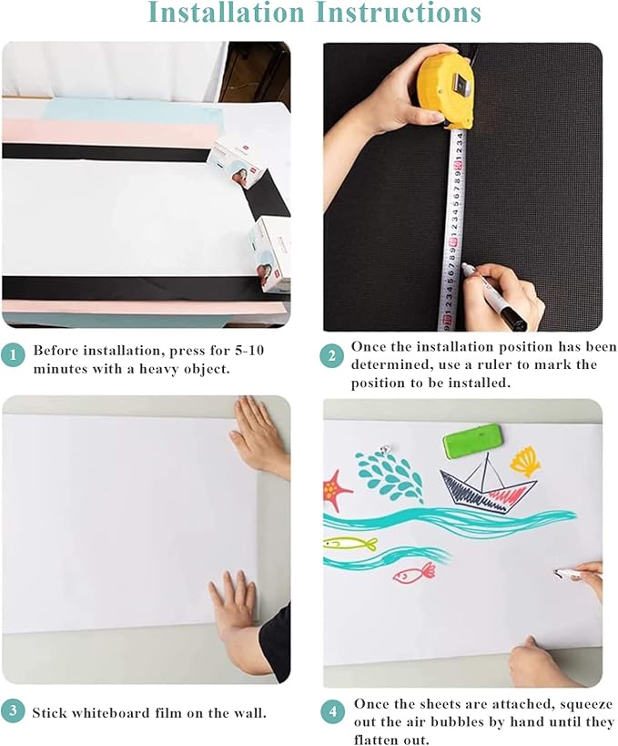 Magnetic Dry Erase Whiteboard Paper, 24" x 39" Self Adhesive Whiteboard for Wall, Easy to Write and Clean Dry Erase Board for Kids, Office, Home, with Marker, Magnetic Eraser and Magnets