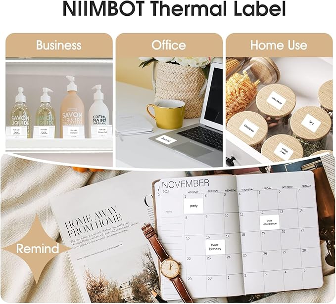 NIIMBOT Labels for B1/B21/B3S Label Maker, 1.57'' x 1.18'' (40x30mm) Thermal Sticker Label, Waterproof, Oil-Proof and Tear-Proof NIIMBOT Labels, 1 Roll of 230 Self-Adhesive Thermal Labels (White)