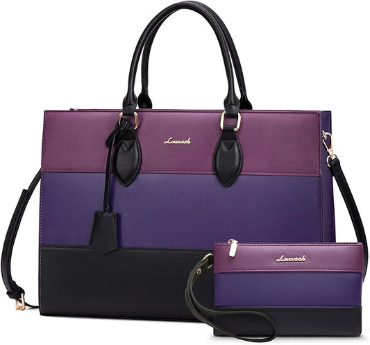 LOVEVOOK Laptop Tote Bag for Women, Work Totes Business Office Computer Briefcase with Clutch Purse