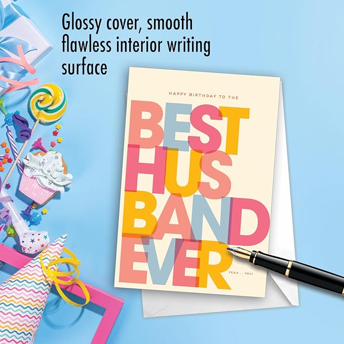 NobleWorks - 1 Funny Men's Birthday Card - Hilarious Bday Greeting Card with Envelope, Sassy Celebration - Best Husband Ever C7354BDG