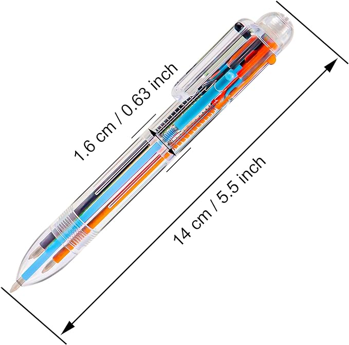 IHPUKIDI 6 Pack 0.5mm 6-in-1 Multicolor Ballpoint Pen, 6 Color Transparent Barrel Retractable Ballpoint Pens for Office School Supplies Students Gift