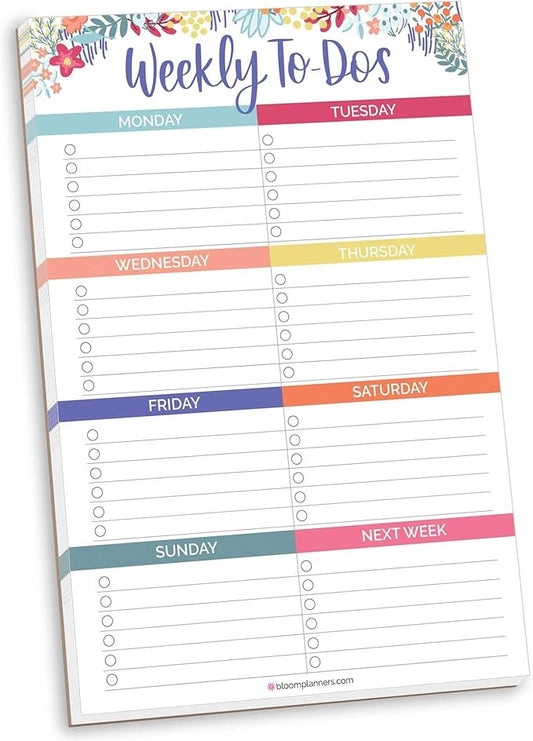 bloom daily planners Undated Weekly Tear-Off To Do List Planning Pad with Magnets - Hanging Notepad Organizer for Fridge - 6” x 9” - Floral Dots