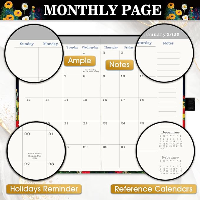 Pocket Calendar 2025-2027 - 3-Year Monthly Pocket Calendar from Jan.2025-Dec.2027, 6.4" x 3.8", 2025-2027 Pocket Calendar for Purse, Pocket Planner with Inner Pocket