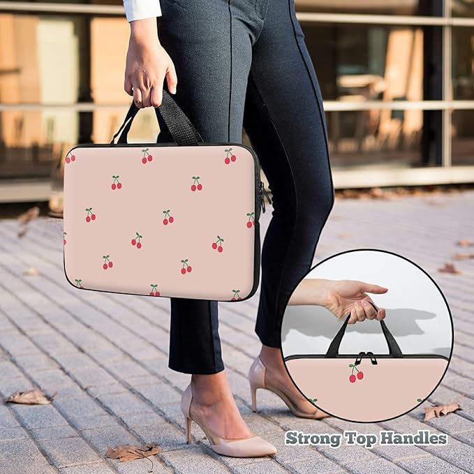 Laptop Sleeve Case Bag 13 inch, Pink Cherry Slim Carrying Case Durable Handbag Travel Laptop Bag for 13 inch MacBook Air M3/M2/Pro M2/ 13" iPad Pro/Air M4/M2 2024
