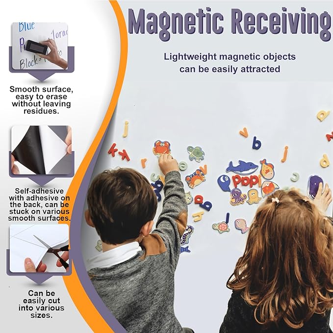 Large Magnetic Whiteboard Sticker Dry Erase Board for Wall - Adhesive Backing 72'' x 40'' Whiteboard for Classroom Office Home Include Marker Magnet Eraser