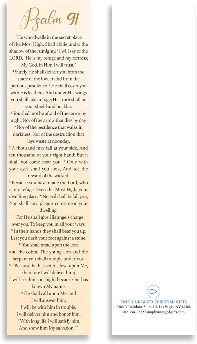 Bible Verse Psalm 91 Christian Bookmarks, Christian Bookmark, Page Marker Divider, Christian Gifts for Men Woman Father Mother Faith Hope Encouragement (Pack of 12)