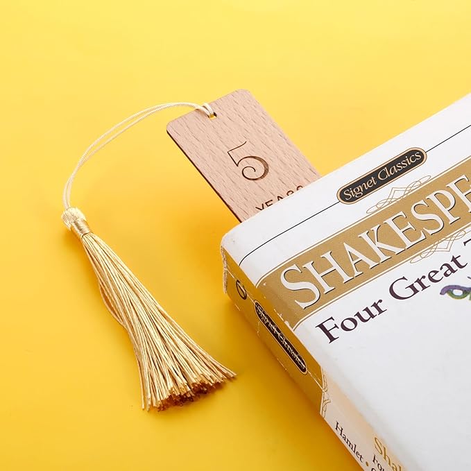 Anniversary Wood Gift for Him Her, Wooden Bookmark 5th Anniversary Wooden Gifts for Wife Husband, 5 Year Marriage Gifts Anniversary for Couple, Fifth Anniversary Valentines Gifts for Women Men