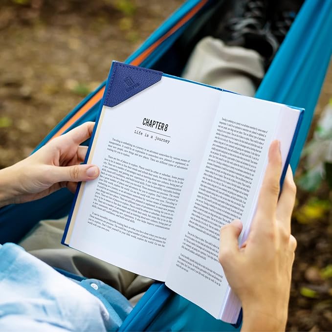 3 Pieces Leather Bookmarks Handmade Page Marker for Men Women, Faux Leather Page Clips Corner Book Markers for Teachers Gift for Writers Bookworm Book Lovers (06-Blue)