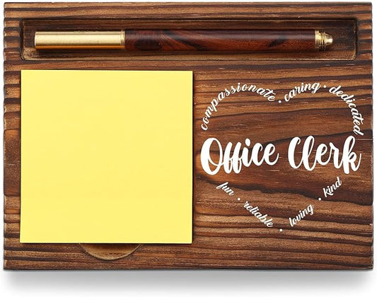 Office Clerk Gift Sticky Note Holder, Office Clerk Appreciation Gift, Thank You Gifts for Admin Secretary Receptionist Office Staff, Assistant Gifts Self-Stick Note Pad Holders Desk Organizer TZP32
