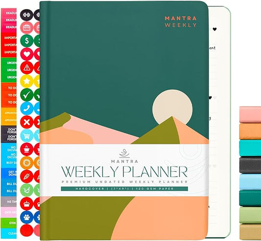 2025 Planner, Daily Journal & Gratitude Journal All-In-One with To Do List, Self Care Prompts & Habit Tracker - 7 x 10 - Green