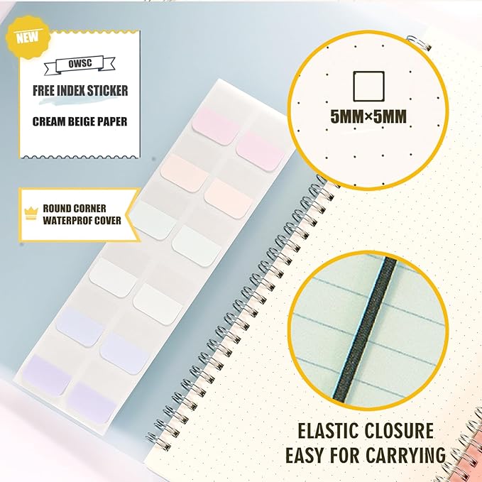 4 Pack Dot Notebook, 5.9 x 8.3 Inches Spiral Notebooks for Work, School and Journal with 110 GSM Journal Dotted Paper, Small Notebook with 80 Sheets/160 Pages, Hardcover Dot Journal Notebook