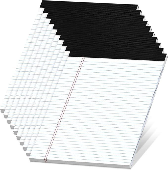 Note Pads 8.5 x 11.75 Writing Pads, 10 Pack, Double-Side Printed Lined Paper Pads Narrow Ruled White Legal Pads, 8.5x11.75 Line Note Pads, 30 Sheets Per Note Pad, Legal Notepads for Work/School/Office