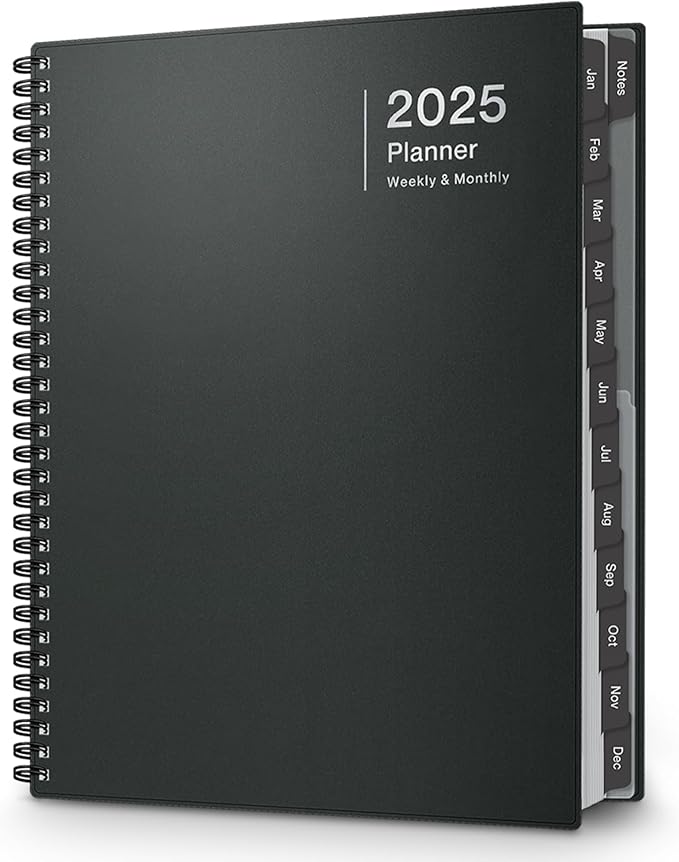 Dunwell 2025 Planner Weekly Monthly, 8.5x11 (Gray), Jan 2025 to Dec 2025 Large Yearly Planner Book with Monthly Tabs, Daily Calendar Agenda 8.5 x 11