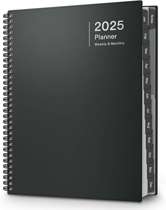 Dunwell 2025 Planner Weekly Monthly, 8.5x11 (Gray), Jan 2025 to Dec 2025 Large Yearly Planner Book with Monthly Tabs, Daily Calendar Agenda 8.5 x 11
