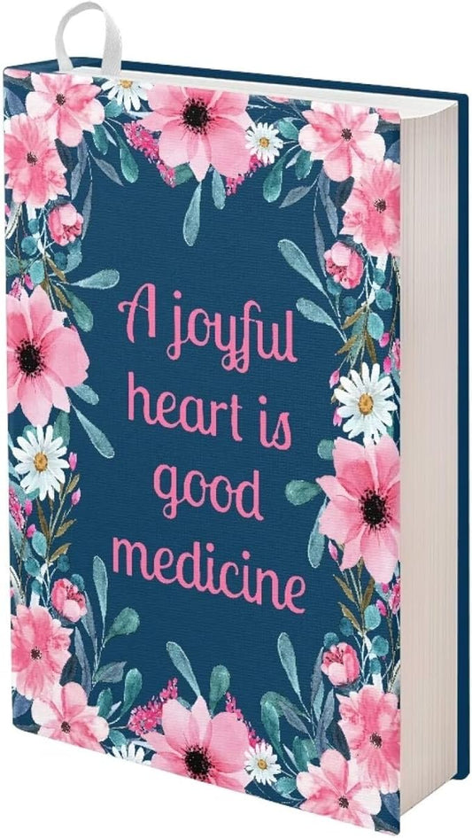 Gomyblomy Stretchable Bible Book Covers for Book Lovers Reusable Book Sleeve 9 x 11 Inch Suitable for Most Hardcover Books Stretchable Book Sox, A Joyful Heart is Good Medicine Print