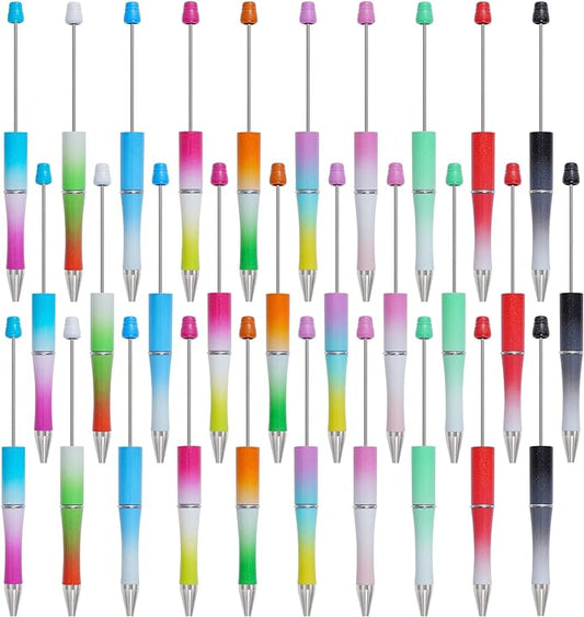 jiebor 30Pcs Beadable Pens Plastic Bead Pen Black Ink Ballpoint Pens Diy Pens Cute Cool Pens for Journaling Teacher Bridal Graduation Gift Office Supplies