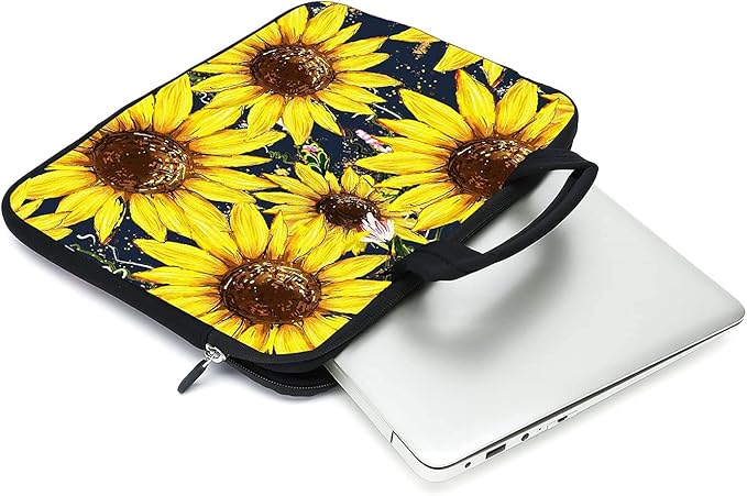 11.6 12 12.1 Inch Laptop Carrying Bag Protective Chromebook Case Pouch Netbook Notebook Ultrabook Bag Tablet Sleeve Cover Travel Briefcase with Handle for Men Women (Sunflower)