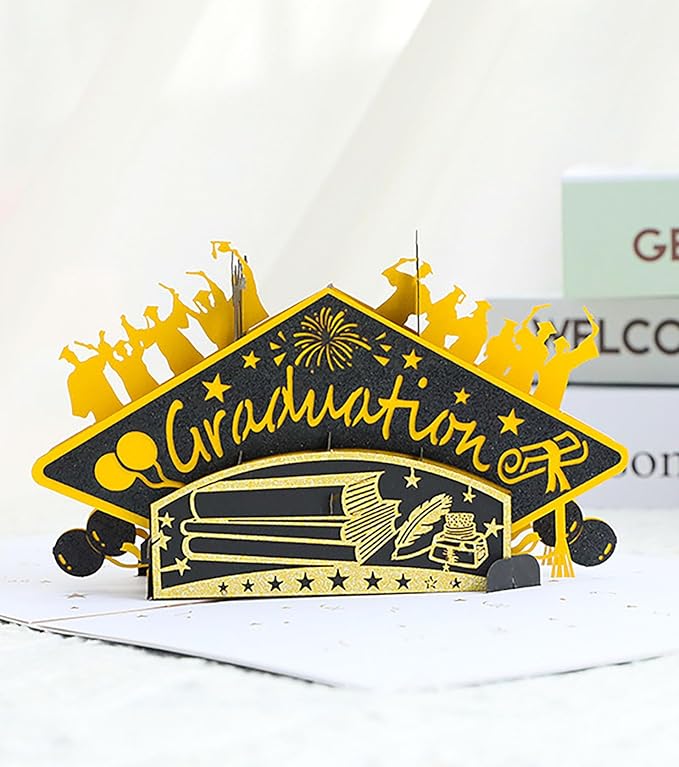 Graduation Pop Up Card, 3D Happy Graduation Greeting Card, Congrats Grad Card Gift for High School, College, University Masters and PHD Graduates (Graduation)