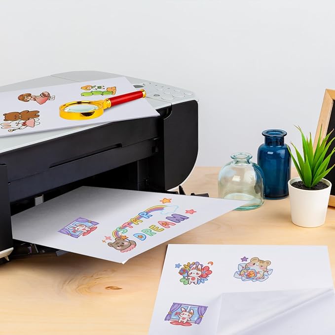 Washi Paper Sticker Paper White Printable Multipurpose Copy Paper Inkjet Printer Compatible Full Sheet Letter Size Labels