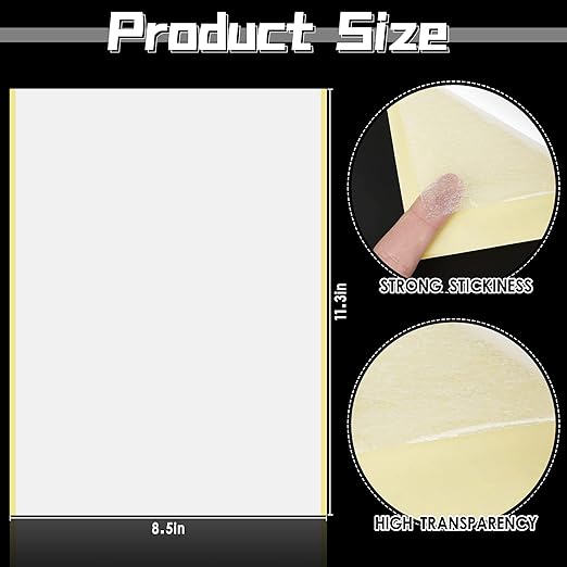 15 Sheets Double Sided Adhesive Tape, A4 Size Clear Arts Craft DIY Strong Sticky Arbitrary Cut Tape for Card Making, Home Decorative Or Office Supplies