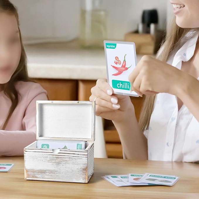 DRASTAR Index Card Holder, Index Card Organizer 3x5, Index Card Holder with Dividers, Index Card Holder for Desk, Index Card Storage Case, Note Card Box, Retro White