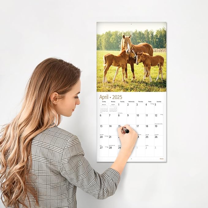RED EMBER Horses 2025 Wall Calendar 12 Month | 12" x 24" Open | Thick & Sturdy Paper | Giftable | Calendar 2025