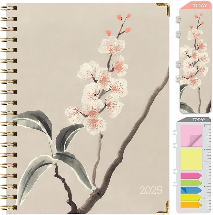 HARDCOVER 2025 Planner, 8.5"x11": 14 Months (November 2024 - December 2025), Daily Weekly Monthly Planner, Yearly Agenda, Bookmark, Pocket Folder and Sticky Note Set (Orchid)